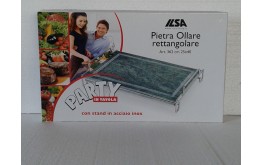 PIETRA OLLARE BISTECCHIERA GRILL PIASTRA BARBECUE DA TAVOLO CON SUPPORTO INOX