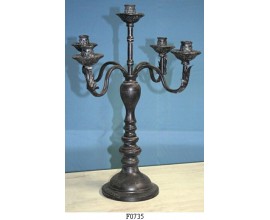 CANDELABRO PORTA CANDELE in ferro battuto 5 fiamme DA APPOGGIO CON BASE