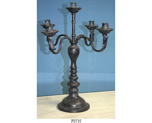 CANDELABRO PORTA CANDELE in ferro battuto 5 fiamme DA APPOGGIO CON BASE