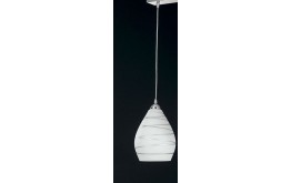 LAMPADARIO SOSPENSIONE A SOFFITTO IN VETRO BIANCO DECORATO ARGENTO 1 LUCE