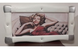 DECORAZIONE PER PARETI MARILYN MOMROE CORNICE ECOPELLE CON STRASS