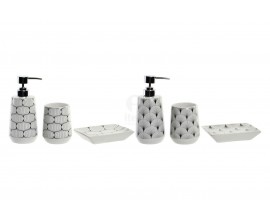 ARREDO BAGNO SET IN CERAMICA DECORATA PER IL LAVABO 3 PEZZI