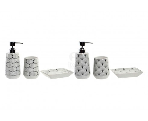 ARREDO BAGNO SET IN CERAMICA DECORATA PER IL LAVABO 3 PEZZI