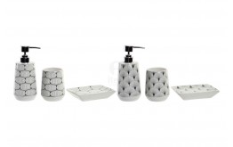 ARREDO BAGNO SET IN CERAMICA DECORATA PER IL LAVABO 3 PEZZI