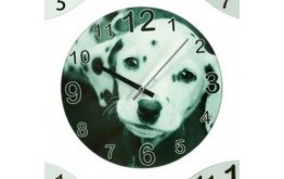 OROLOGIO A PARETE CUCINA CAMERETTA VETRO SVEGLIA A MURO CAGNOLINO DALMATA