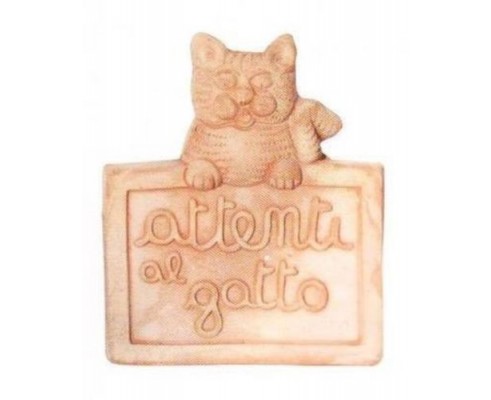 ATTENTI AL GATTO TARGA TERRACOTTA INTERNI ESTERNI MATTONELLA A MURO