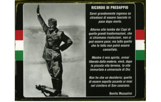 Complementi d'Arredo, Targa in latta da parete con frase famosa di Benito  Mussolini