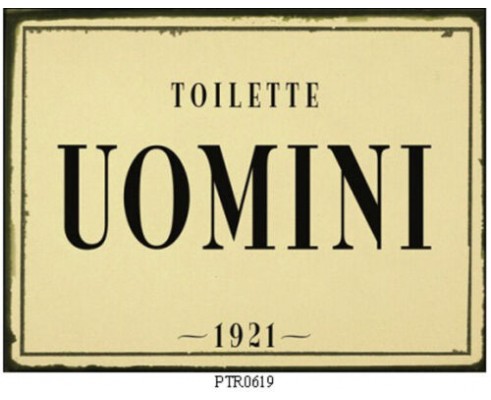 TOILETTE UOMINI TARGA IN LATTA ANTICHIZZATA