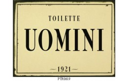 TOILETTE UOMINI TARGA IN LATTA ANTICHIZZATA