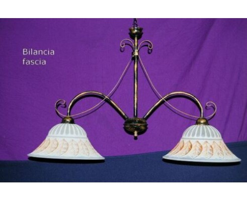 Lampadario sospensione cucina sala in ferro battuto due Luci