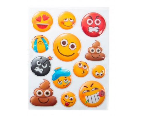 EMOJI FACCINE ADESIVI A RILIEVO PER ARREDAMENTO PARETI 13 PEZZI FIGURE MISTE