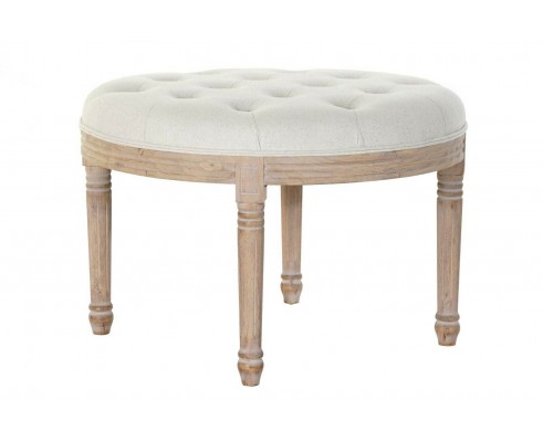 PANCA ROTONDA POUF LEGNO SHABBY IMBOTTITO CAPITONE' BEIGE