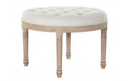 PANCA ROTONDA POUF LEGNO SHABBY IMBOTTITO CAPITONE' BEIGE