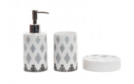 ACCESSORI BAGNO LAVABO IN CERAMICA + PORTA SCOPINO SET COMPLETO DECORATO